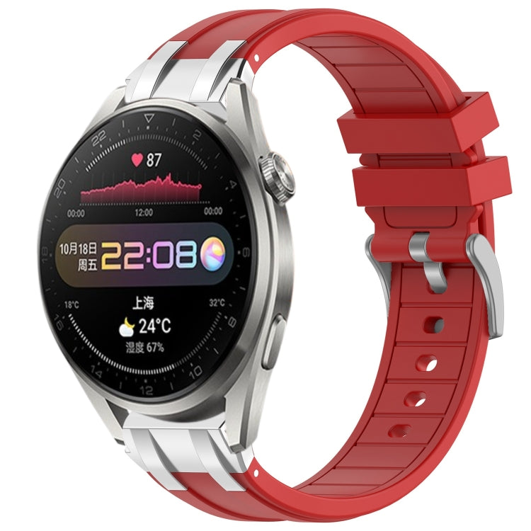 For Huawei Watch3 Pro 22mm Quick Release Silver Buckle Royal Silicone Watch Band(Red) - free shipping - PMC TechLife - Order now!