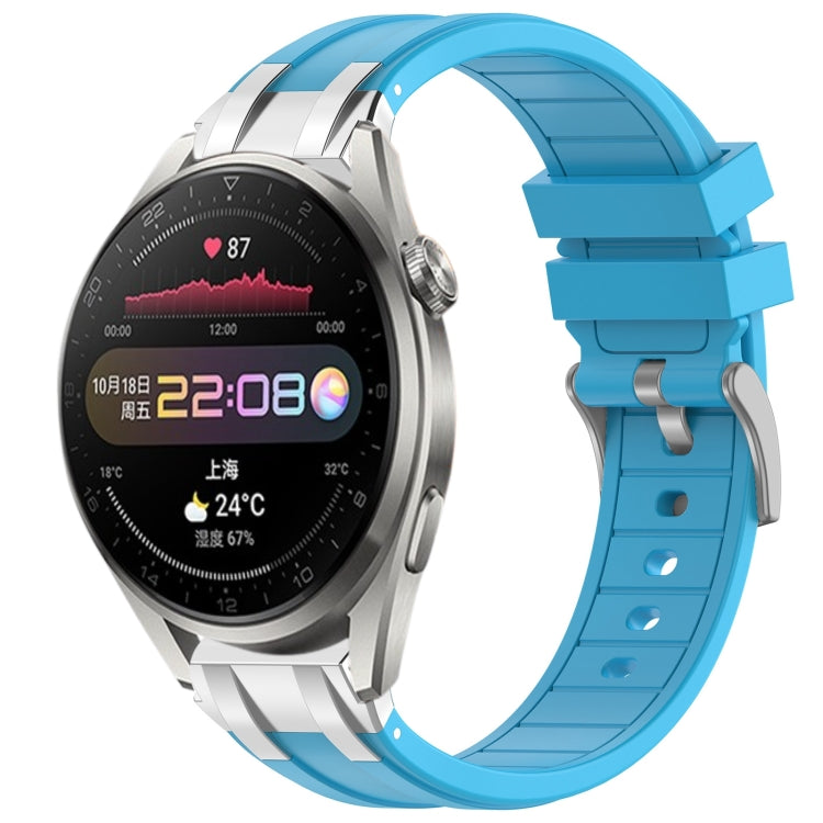 For Huawei Watch3 Pro 22mm Quick Release Silver Buckle Royal Silicone Watch Band(Sky Blue) - free shipping - PMC TechLife - Order now!