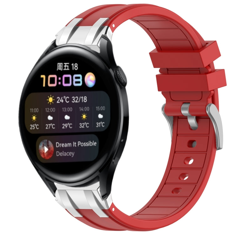 For Huawei Watch 3 22mm Quick Release Silver Buckle Royal Silicone Watch Band(Red) - free shipping - PMC TechLife - Order now!