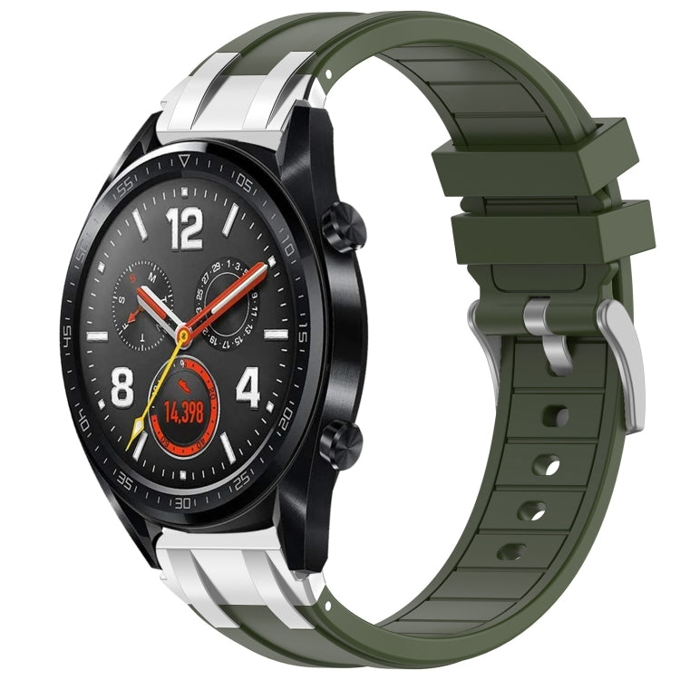 For Huawei Watch GT 22mm Quick Release Silver Buckle Royal Silicone Watch Band(Olive Green) - free shipping - PMC TechLife - Order now!