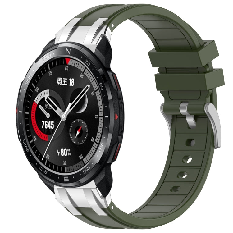 For Honor Watch GS Pro 22mm Quick Release Silver Buckle Royal Silicone Watch Band(Olive Green) - free shipping - PMC TechLife - Order now!