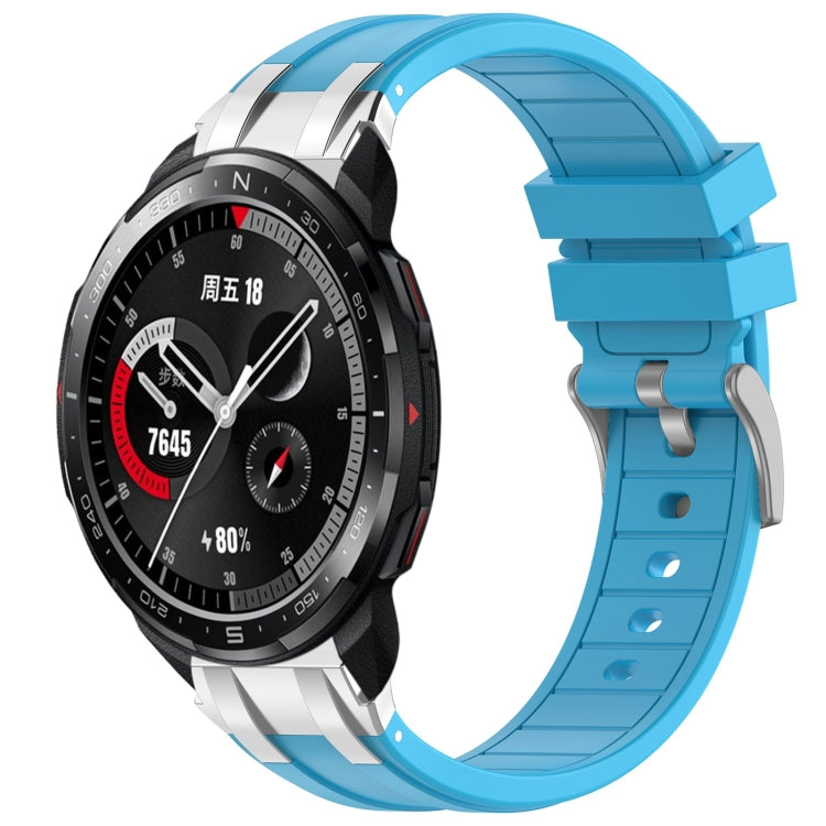 For Honor Watch GS Pro 22mm Quick Release Silver Buckle Royal Silicone Watch Band(Sky Blue) - free shipping - PMC TechLife - Order now!