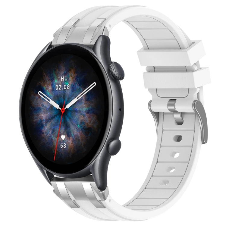 For Amazfit Watch GTR 3 pro 22mm Quick Release Silver Buckle Royal Silicone Watch Band(White) - free shipping - PMC TechLife - Order now!