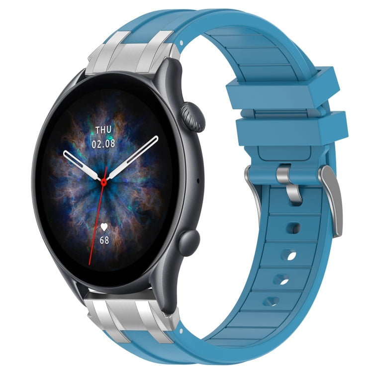 For Amazfit Watch GTR 3 pro 22mm Quick Release Silver Buckle Royal Silicone Watch Band(Sea Blue) - free shipping - PMC TechLife - Order now!