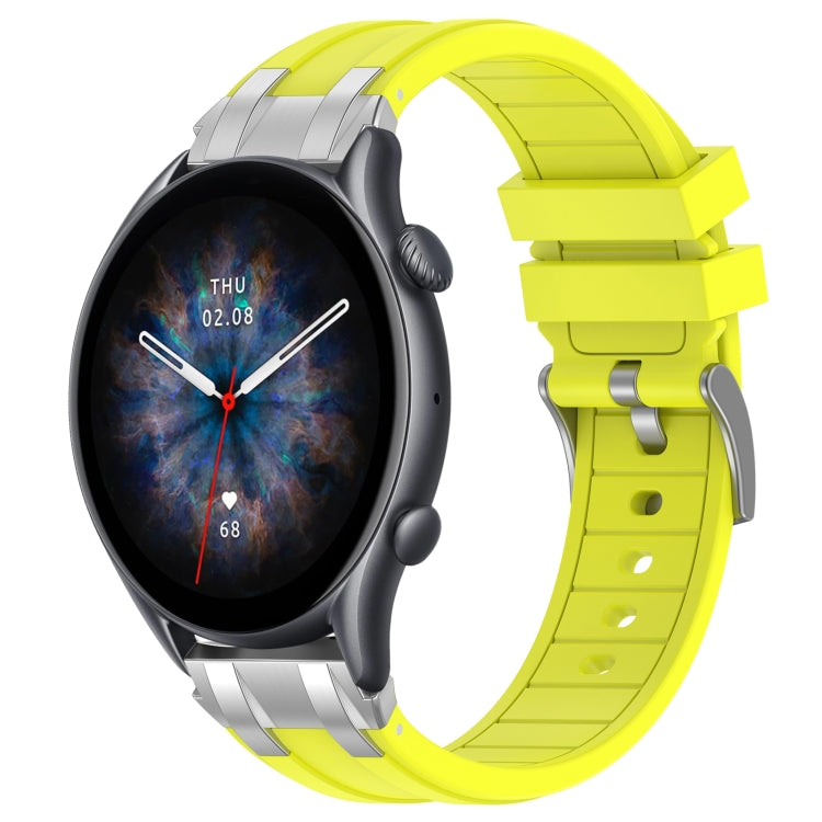 For Amazfit Watch GTR 3 pro 22mm Quick Release Silver Buckle Royal Silicone Watch Band(Vital Yellow) - free shipping - PMC TechLife - Order now!