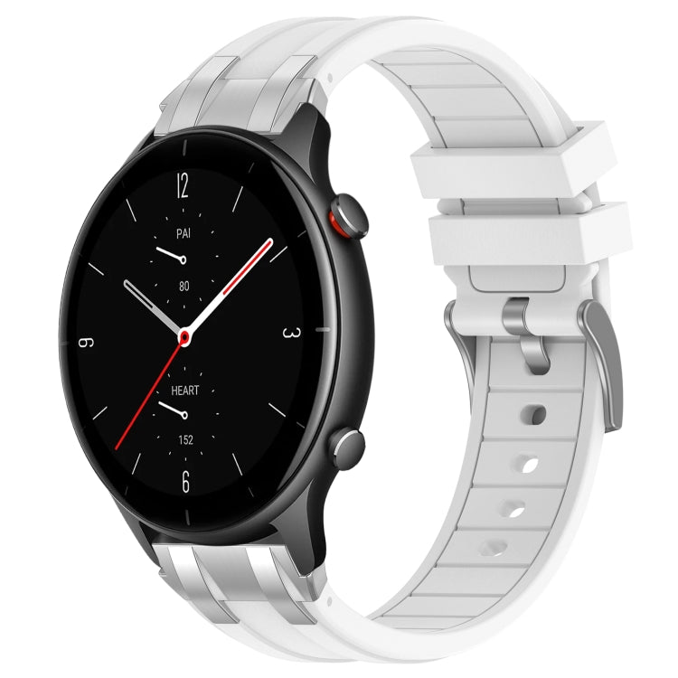 For Amazfit Watch GTR 2e 22mm Quick Release Silver Buckle Royal Silicone Watch Band(White) - free shipping - PMC TechLife - Order now!