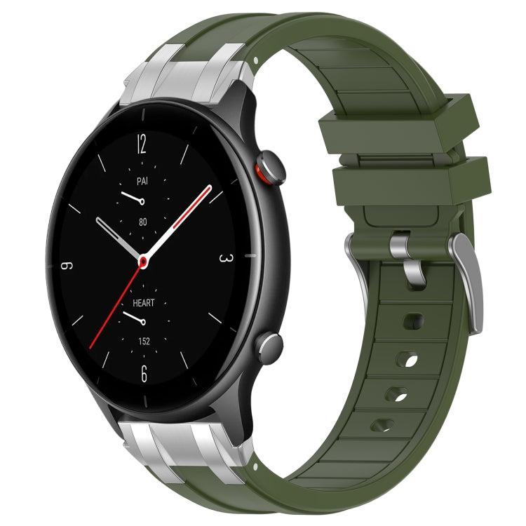 For Amazfit Watch GTR 2e 22mm Quick Release Silver Buckle Royal Silicone Watch Band(Olive Green) - free shipping - PMC TechLife - Order now!