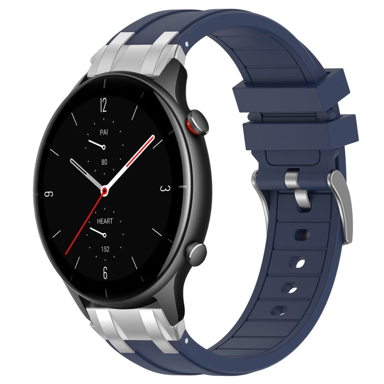 For Amazfit Watch GTR 2e 22mm Quick Release Silver Buckle Royal Silicone Watch Band(Navy Blue) - free shipping - PMC TechLife - Order now!