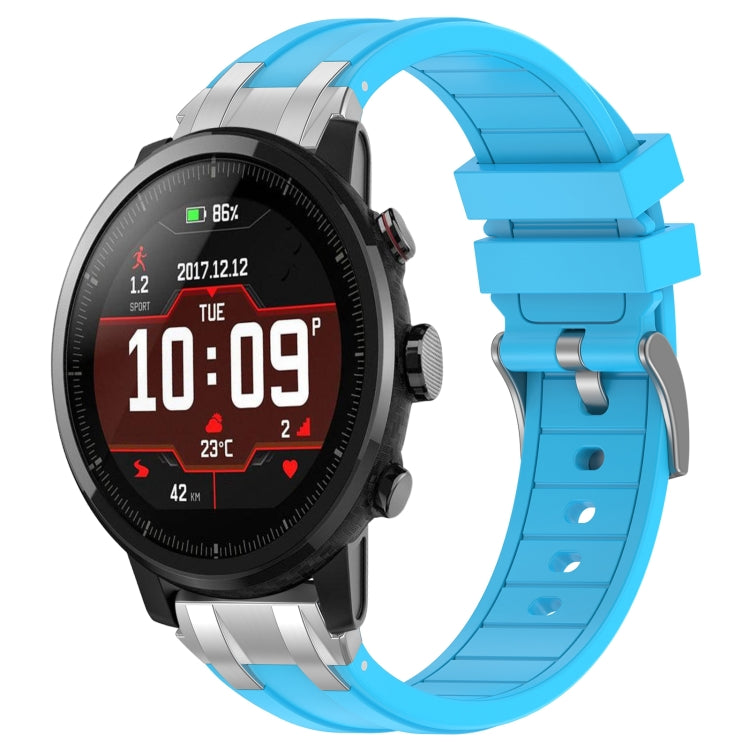 For Amazfit Sport Watch 3 22mm Quick Release Silver Buckle Royal Silicone Watch Band(Sky Blue) - free shipping - PMC TechLife - Order now!