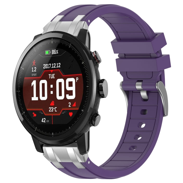 For Amazfit Sport Watch 3 22mm Quick Release Silver Buckle Royal Silicone Watch Band(Purple) - free shipping - PMC TechLife - Order now!