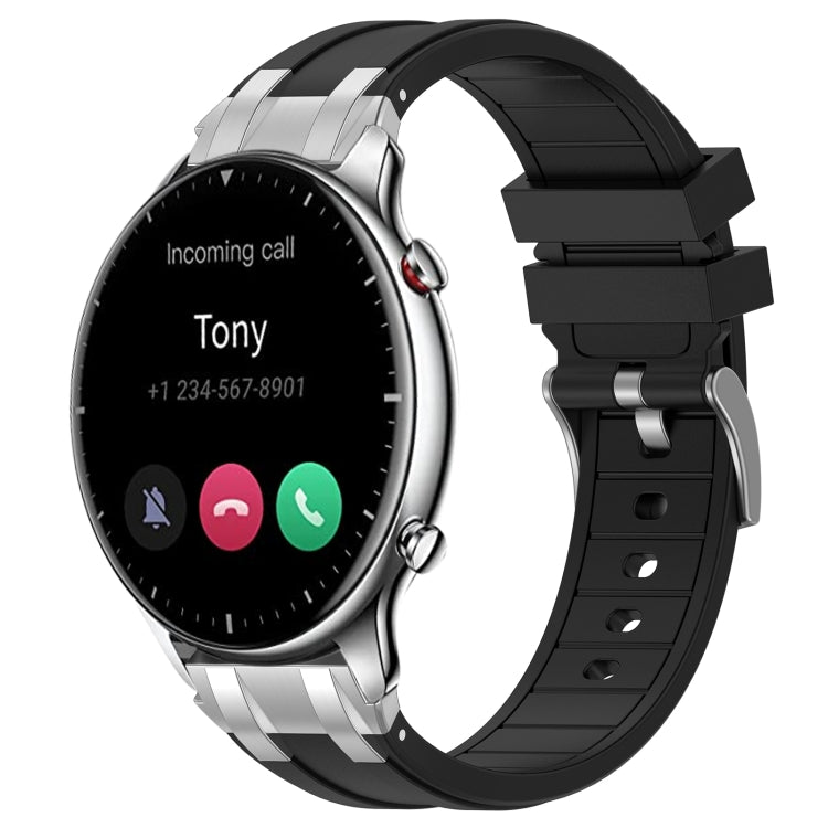 For Amazfit Watch GTR 2 22mm Quick Release Silver Buckle Royal Silicone Watch Band(Black) - free shipping - PMC TechLife - Order now!