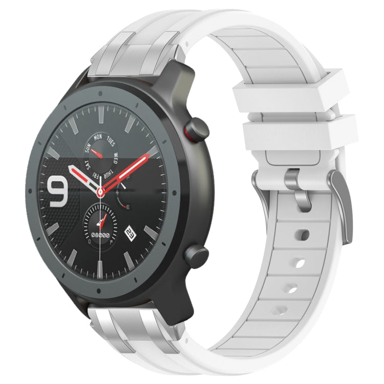 For Amazfit Watch GTR 47mm 22mm Quick Release Silver Buckle Royal Silicone Watch Band(White) - free shipping - PMC TechLife - Order now!