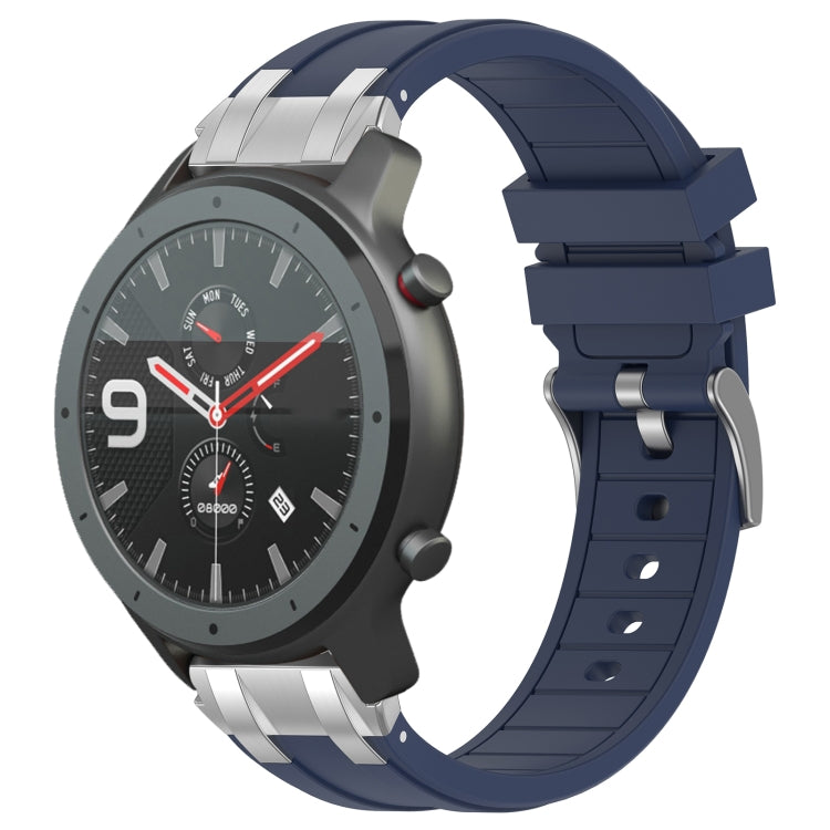 For Amazfit Watch GTR 47mm 22mm Quick Release Silver Buckle Royal Silicone Watch Band(Navy Blue) - free shipping - PMC TechLife - Order now!