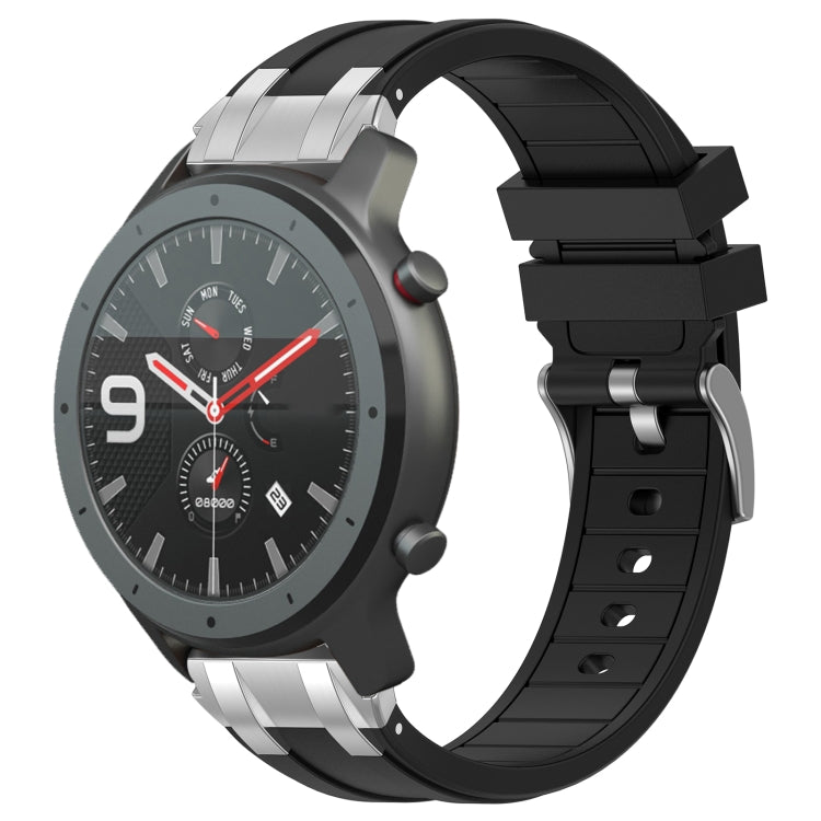 For Amazfit Watch GTR 47mm 22mm Quick Release Silver Buckle Royal Silicone Watch Band(Black) - free shipping - PMC TechLife - Order now!
