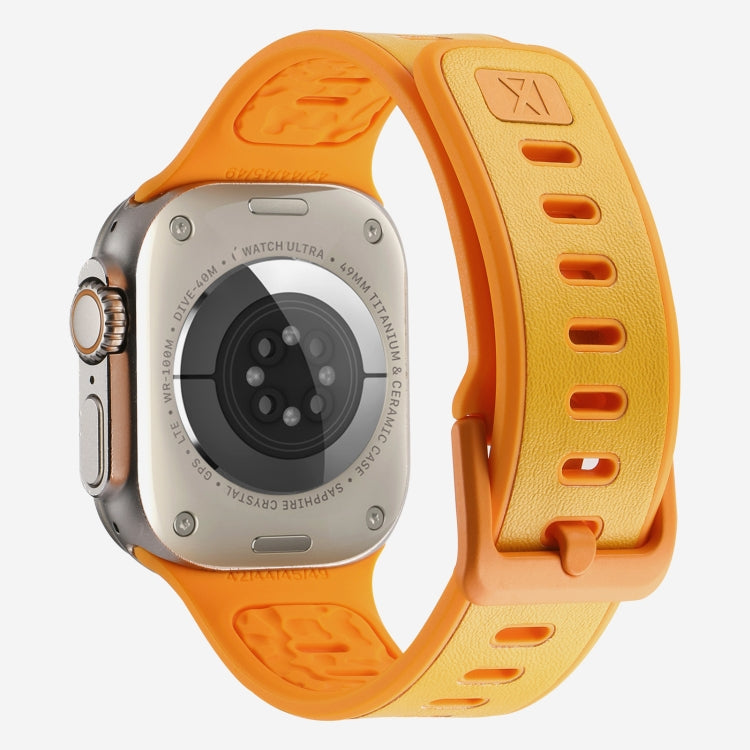 For Apple Watch Series 10 46mm Leather Skin Silicone Watch Band(Orange) - Watch Bands by PMC TechLife | Online Shopping South Africa | PMC TechLife | Buy Now Pay Later Mobicred