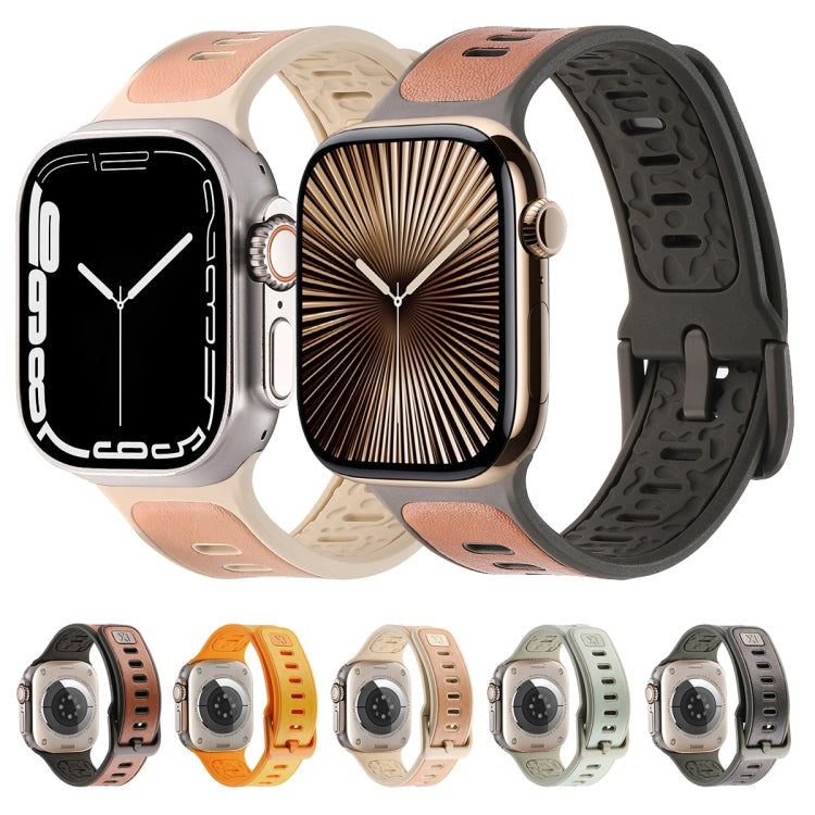 For Apple Watch Ultra 49mm Leather Skin Silicone Watch Band(Green) - Watch Bands by PMC TechLife | Online Shopping South Africa | PMC TechLife | Buy Now Pay Later Mobicred