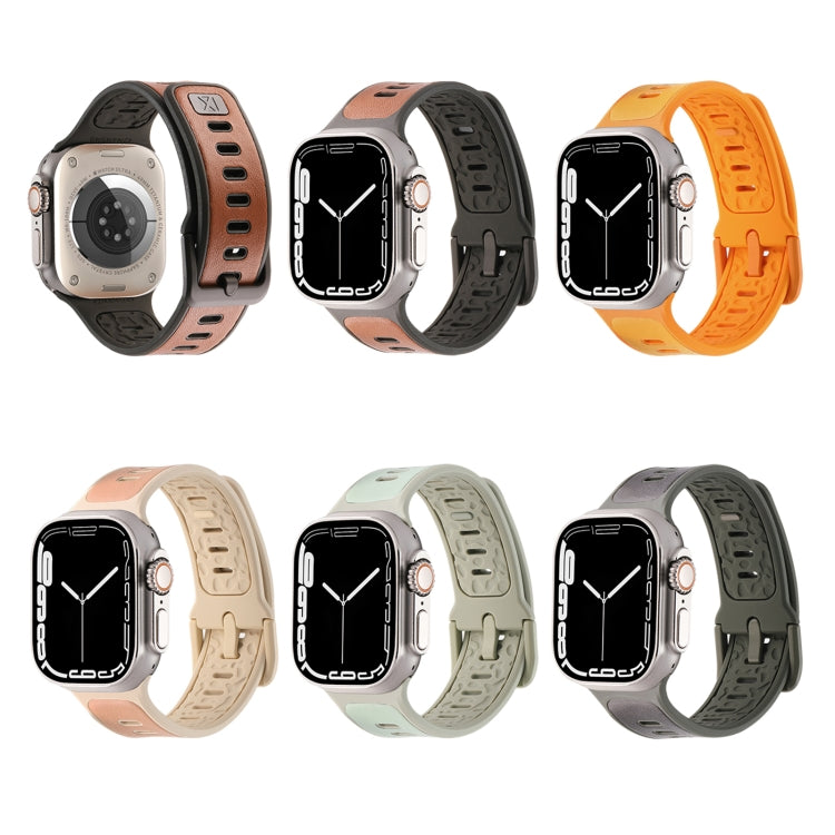 For Apple Watch Ultra 49mm Leather Skin Silicone Watch Band(Green) - Watch Bands by PMC TechLife | Online Shopping South Africa | PMC TechLife | Buy Now Pay Later Mobicred