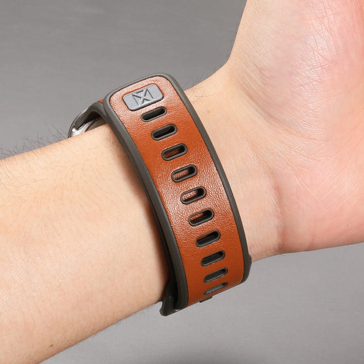 For Apple Watch Series 10 46mm Leather Skin Silicone Watch Band(Orange) - Watch Bands by PMC TechLife | Online Shopping South Africa | PMC TechLife | Buy Now Pay Later Mobicred
