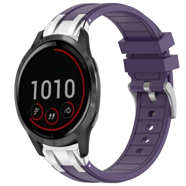 For Garmin Vivoactive 4 22mm Quick Release Silver Buckle Royal Silicone Watch Band(Purple) - free shipping - PMC TechLife - Order now!