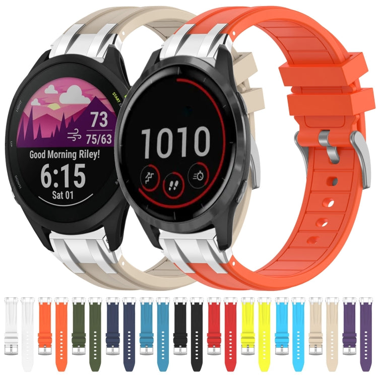 For Garmin Forerunner 265 22mm Quick Release Silver Buckle Royal Silicone Watch Band(Black) - free shipping - PMC TechLife - Order now!