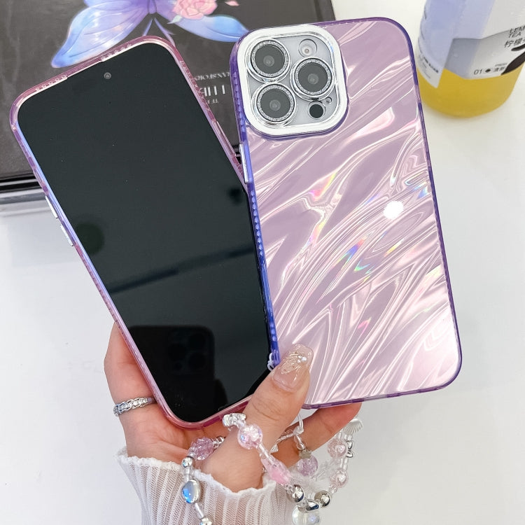 For iPhone 16 Pro Plating Glitter Texture Chain Wristband TPU Phone Case with Lens Film(White Shell Pattern) - iPhone 16 Pro Cases by PMC TechLife | Online Shopping South Africa | PMC TechLife | Buy Now Pay Later Mobicred