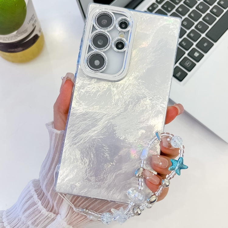 For Samsung Galaxy S25 Ultra 5G Plating Glitter Texture Chain Wristband TPU Phone Case with Lens Film(White Tinfoil Texture) - Galaxy S25 Ultra 5G Cases by PMC Jewellery | Online Shopping South Africa | PMC Jewellery | Buy Now Pay Later Mobicred