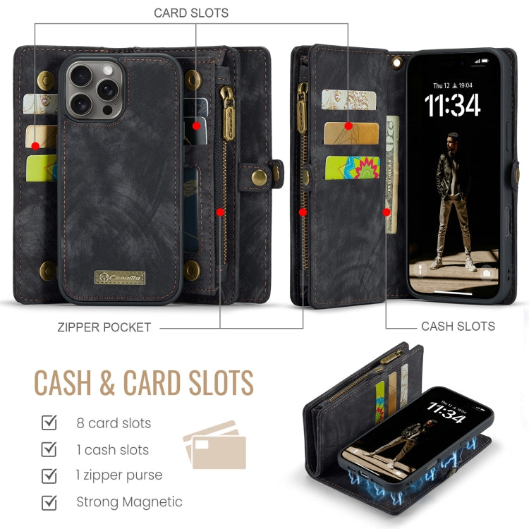 For iPhone 16 Pro CaseMe 008 Detachable Multifunctional Leather Phone Case(Black) - iPhone 16 Pro Cases by CaseMe | Online Shopping South Africa | PMC TechLife | Buy Now Pay Later Mobicred