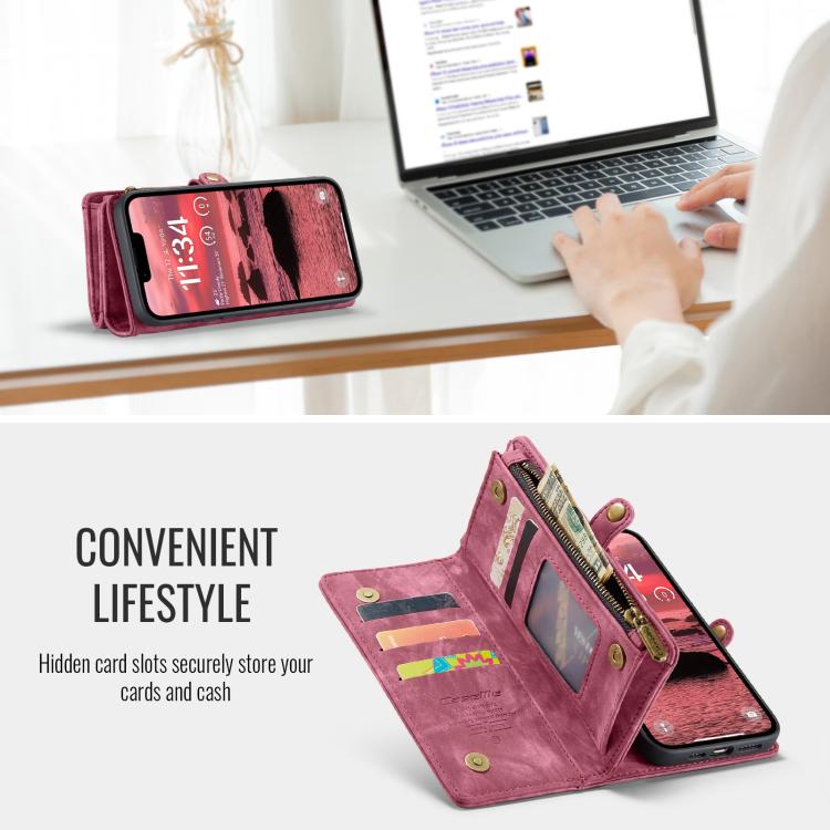 For iPhone 16e CaseMe 008 Detachable Multifunctional Leather Phone Case(Red) - free shipping - PMC TechLife - Order now!