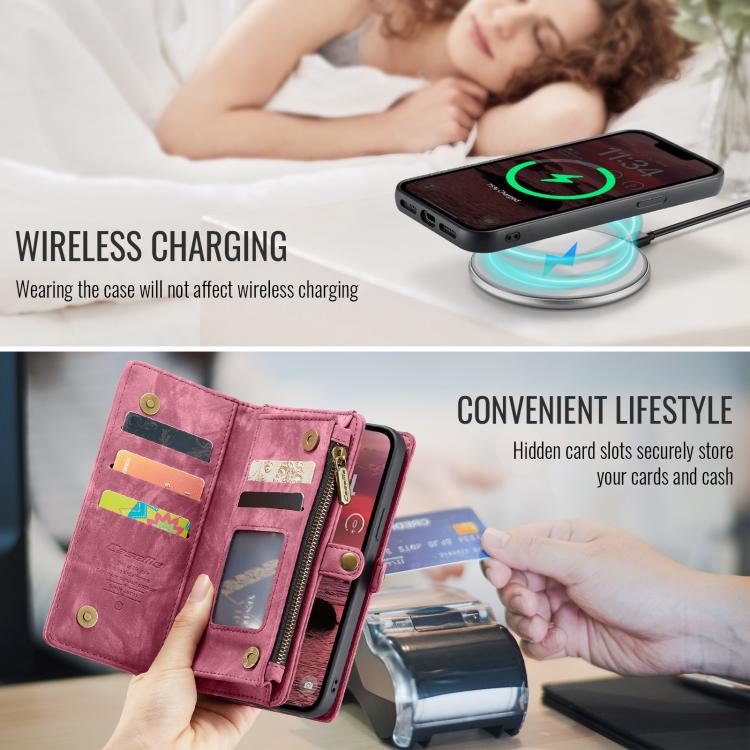 For iPhone 16e CaseMe 008 Detachable Multifunctional Leather Phone Case(Red) - free shipping - PMC TechLife - Order now!