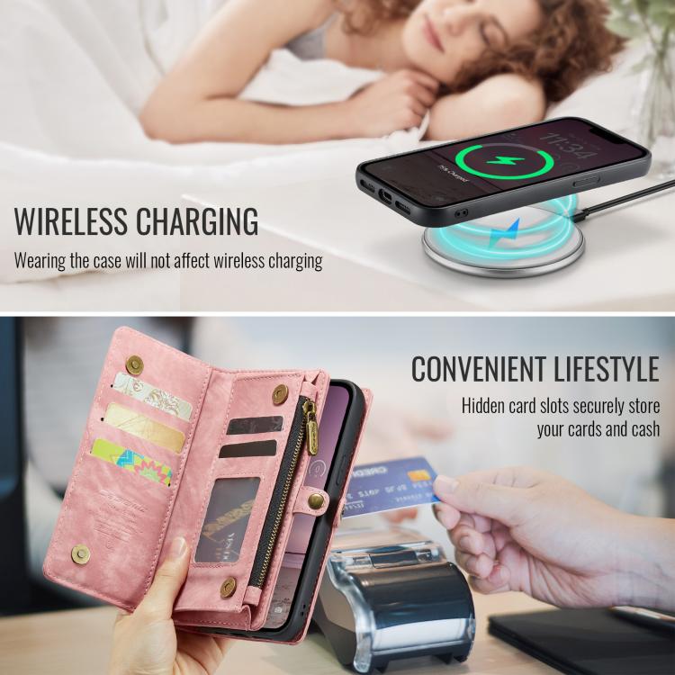 For iPhone 16e CaseMe 008 Detachable Multifunctional Leather Phone Case(Pink) - iPhone 16e Cases by CaseMe | Online Shopping South Africa | PMC TechLife | Buy Now Pay Later Mobicred