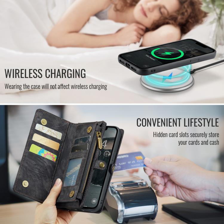 For iPhone 16e CaseMe 008 Detachable Multifunctional Leather Phone Case(Black) - free shipping - PMC TechLife - Order now!