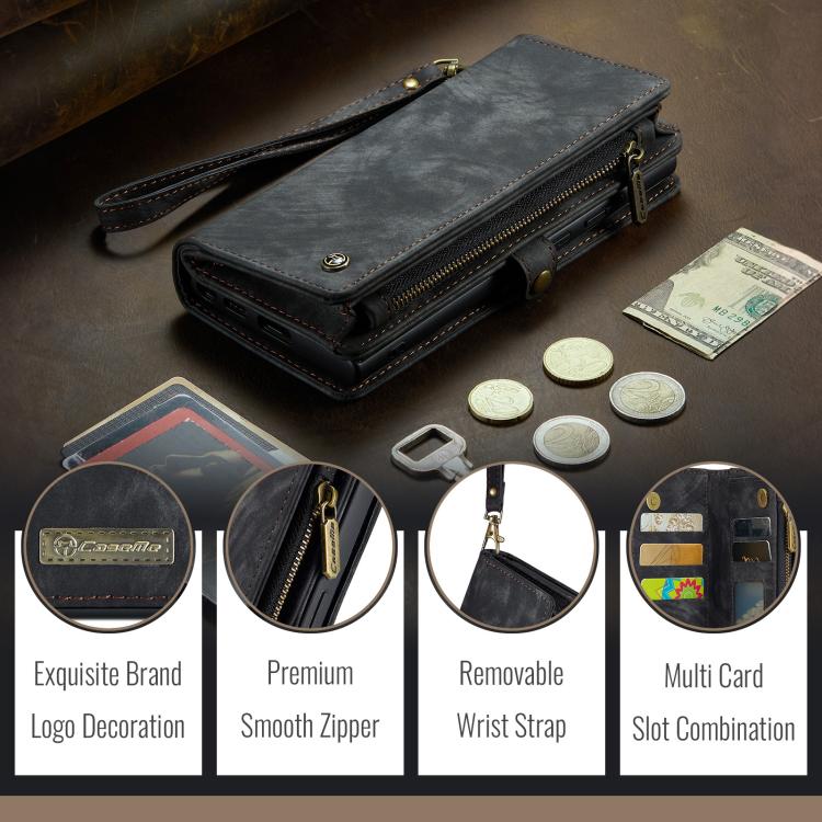 For iPhone 16e CaseMe 008 Detachable Multifunctional Leather Phone Case(Black) - free shipping - PMC TechLife - Order now!