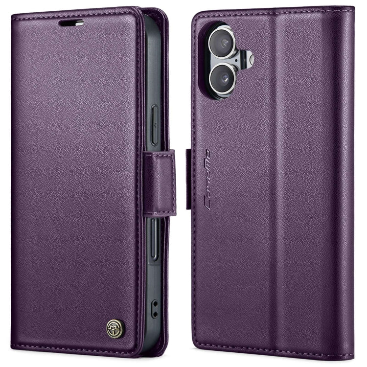For iPhone 16 CaseMe 023 Butterfly Buckle Litchi Texture RFID Anti-theft Leather Phone Case(Purple) - free shipping - PMC Jewellery - Order now!