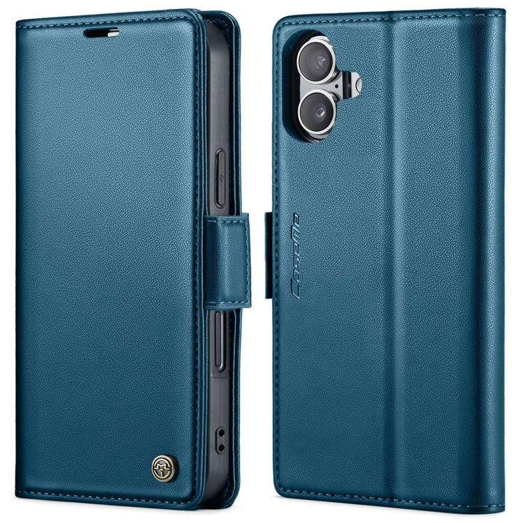 For iPhone 16 CaseMe 023 Butterfly Buckle Litchi Texture RFID Anti-theft Leather Phone Case(Blue) - free shipping - PMC Jewellery - Order now!