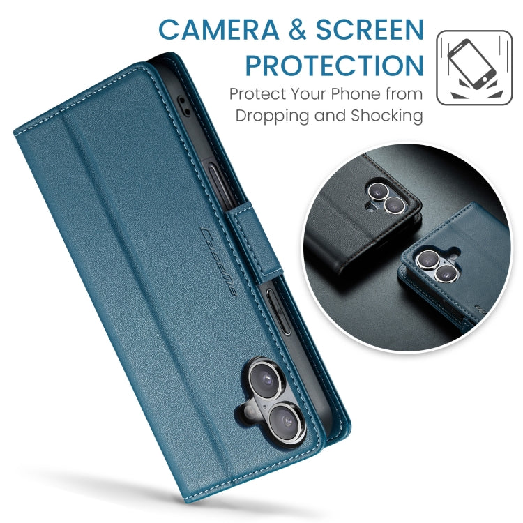 For iPhone 16 CaseMe 023 Butterfly Buckle Litchi Texture RFID Anti-theft Leather Phone Case(Blue) - free shipping - PMC Jewellery - Order now!