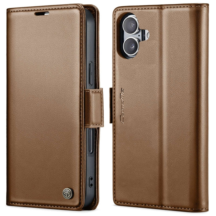 For iPhone 16 Plus CaseMe 023 Butterfly Buckle Litchi Texture RFID Anti-theft Leather Phone Case(Brown) - iPhone 16 Plus Cases by CaseMe | Online Shopping South Africa | PMC Jewellery | Buy Now Pay Later Mobicred