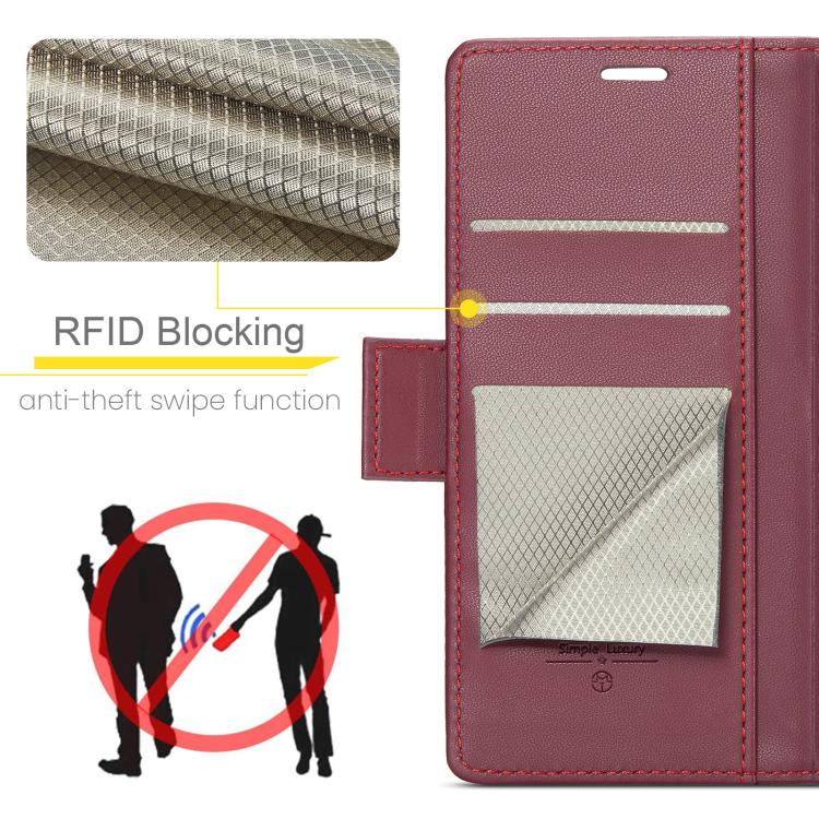 For iPhone 16e CaseMe 023 Butterfly Buckle Litchi Texture RFID Anti-theft Leather Phone Case(Red) - free shipping - PMC TechLife - Order now!
