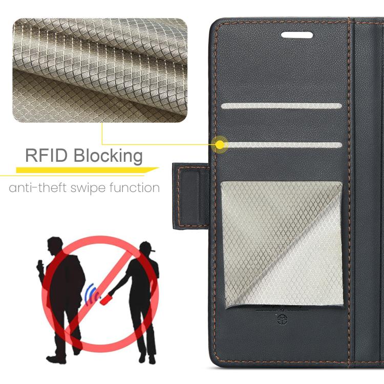 For iPhone 16e CaseMe 023 Butterfly Buckle Litchi Texture RFID Anti-theft Leather Phone Case(Black) - iPhone 16e Cases by CaseMe | Online Shopping South Africa | PMC TechLife | Buy Now Pay Later Mobicred