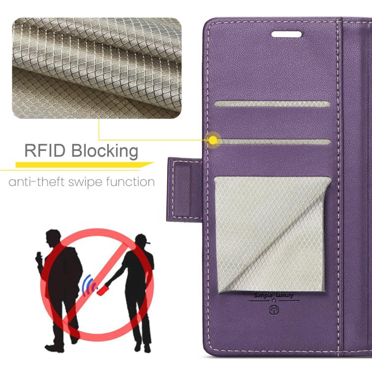 For iPhone 16e CaseMe 023 Butterfly Buckle Litchi Texture RFID Anti-theft Leather Phone Case(Purple) - iPhone 16e Cases by CaseMe | Online Shopping South Africa | PMC TechLife | Buy Now Pay Later Mobicred