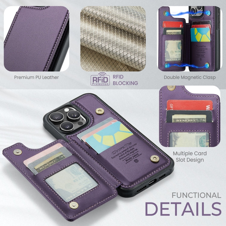 For iPhone 16 Pro Max CaseMe C22 Card Slots Holder RFID Anti-theft Phone Case(Purple) - free shipping - PMC Jewellery - Order now!