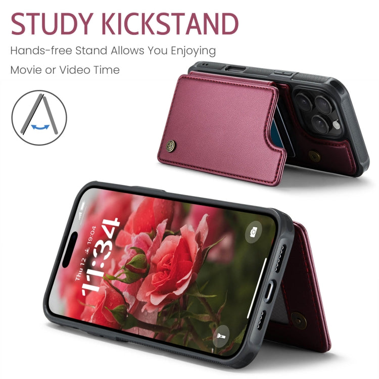 For iPhone 16 Pro Max CaseMe C22 Card Slots Holder RFID Anti-theft Phone Case(Red) - free shipping - PMC Jewellery - Order now!