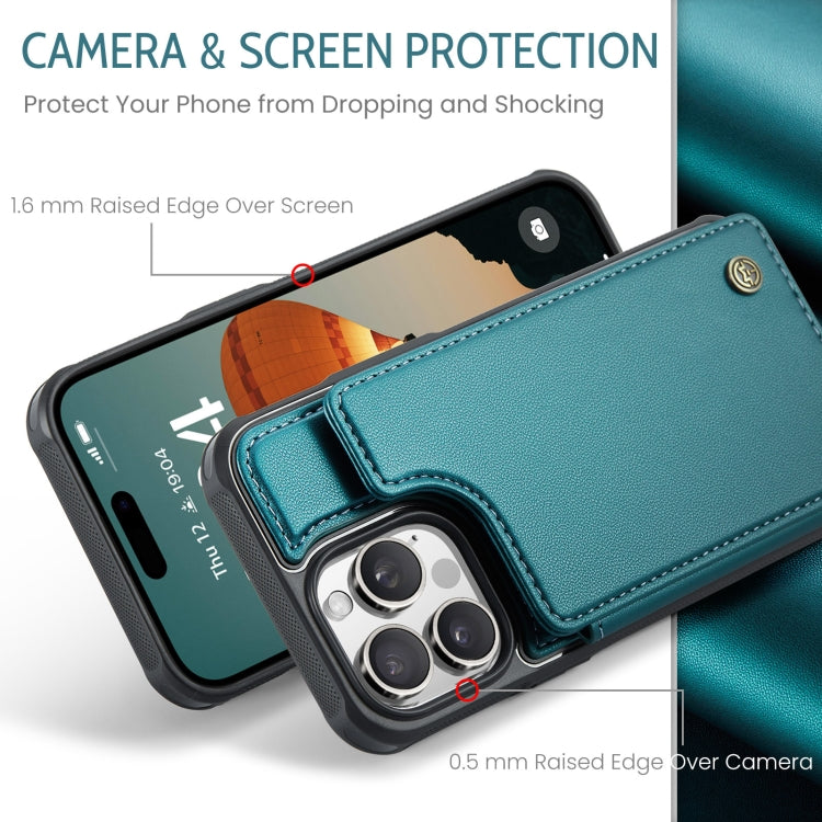 For iPhone 16 Pro CaseMe C22 Card Slots Holder RFID Anti-theft Phone Case(Green) - free shipping - PMC Jewellery - Order now!