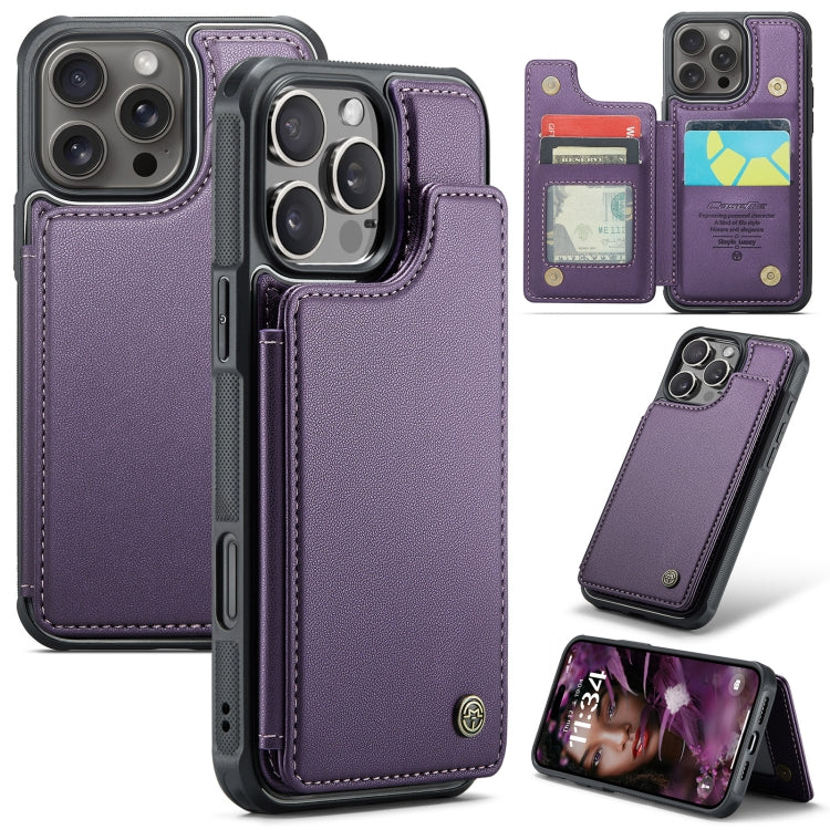 For iPhone 16 Pro CaseMe C22 Card Slots Holder RFID Anti-theft Phone Case(Purple) - free shipping - PMC Jewellery - Order now!