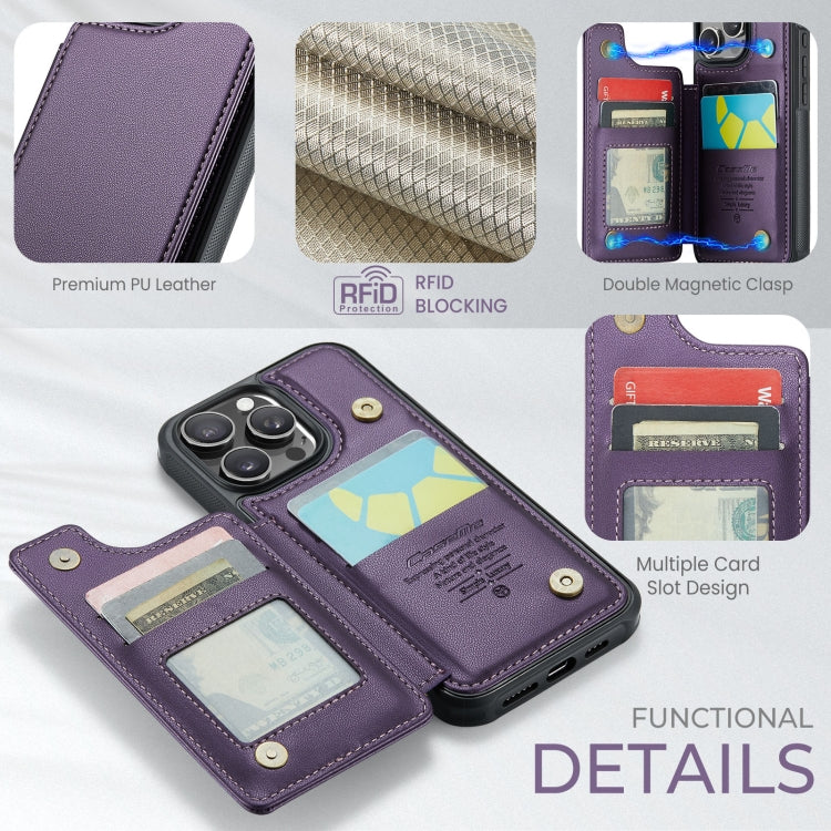 For iPhone 16 Pro CaseMe C22 Card Slots Holder RFID Anti-theft Phone Case(Purple) - free shipping - PMC Jewellery - Order now!