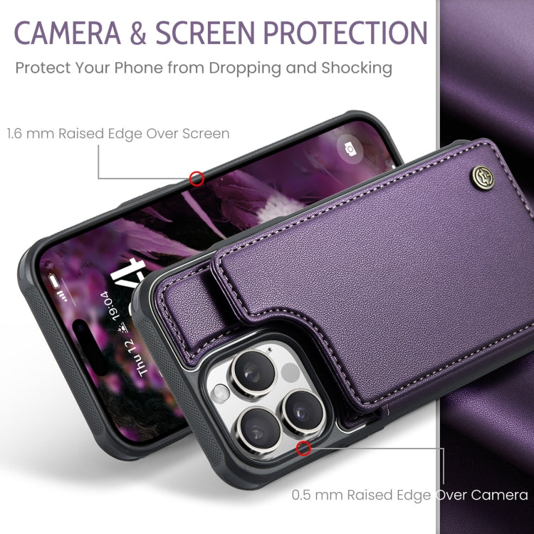 For iPhone 16 Pro CaseMe C22 Card Slots Holder RFID Anti-theft Phone Case(Purple) - free shipping - PMC Jewellery - Order now!