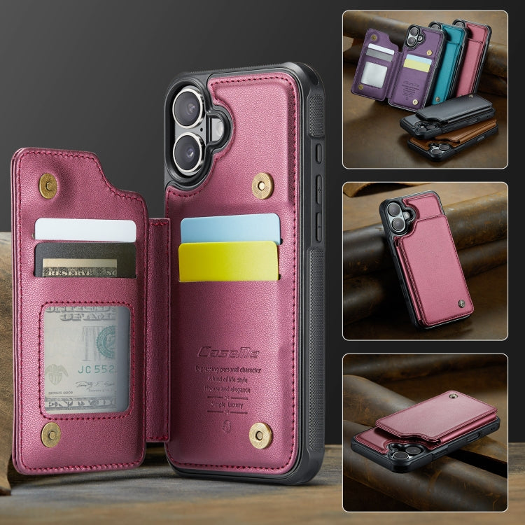 For iPhone 16 CaseMe C22 Card Slots Holder RFID Anti-theft Phone Case(Red) - free shipping - PMC Jewellery - Order now!