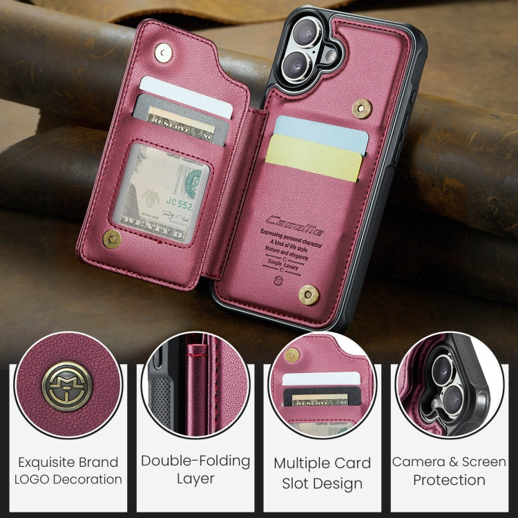 For iPhone 16 CaseMe C22 Card Slots Holder RFID Anti-theft Phone Case(Red) - free shipping - PMC Jewellery - Order now!