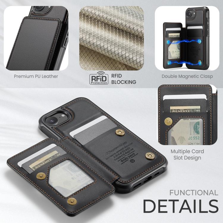 For iPhone 16e CaseMe C22 Card Slots Holder RFID Anti-theft Phone Case(Black) - free shipping - PMc TechLife - Order now!