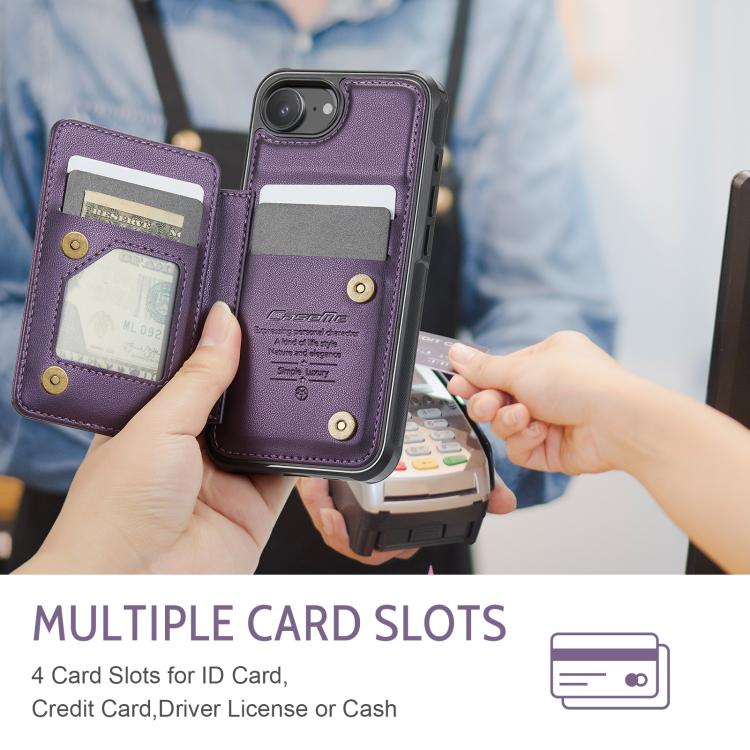 For iPhone 16e CaseMe C22 Card Slots Holder RFID Anti-theft Phone Case(Purple) - free shipping - PMc TechLife - Order now!