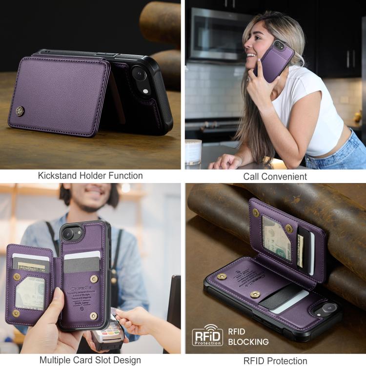 For iPhone 16e CaseMe C22 Card Slots Holder RFID Anti-theft Phone Case(Purple) - free shipping - PMc TechLife - Order now!